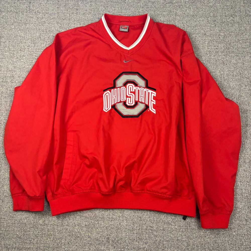Ohio State Nike Windbreaker Mens XL Red NCAA Football V-Neck Pullover Jacket